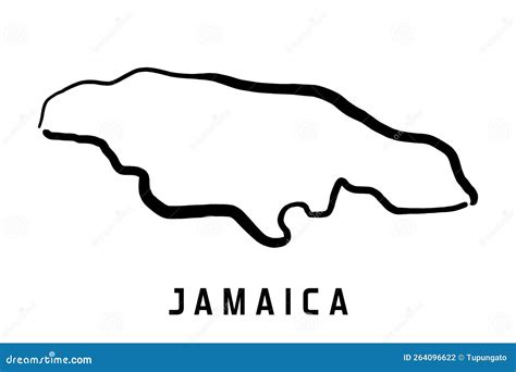Jamaica Island Simple Outline Vector Map Stock Vector Illustration Of Contour Country 264096622