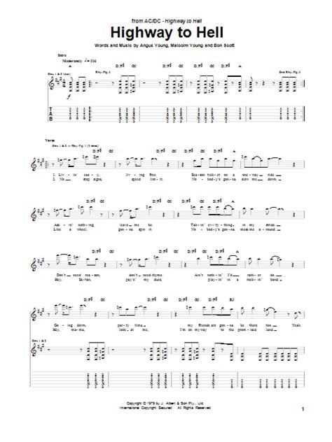 Highway To Hell By Acdc Guitar Tab Guitar Instructor