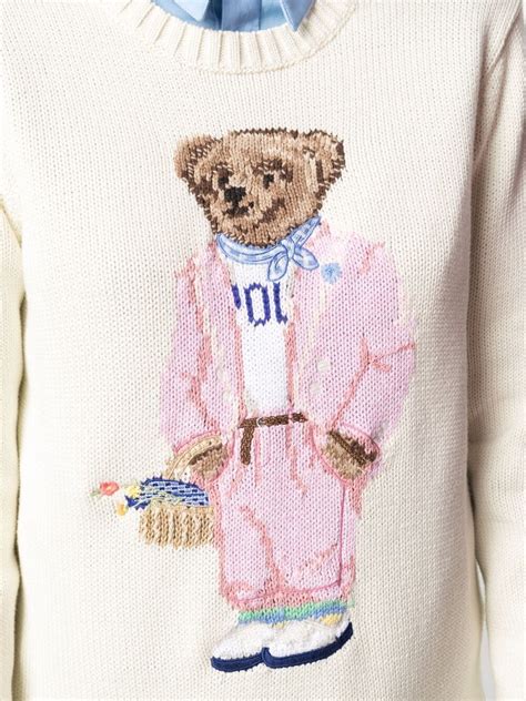Polo Ralph Lauren Picnic Polo Bear Intarsia Knit Jumper Farfetch