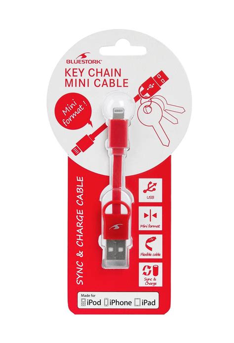 Cables Usb Cable Apple Usb Lightning Mfi Keychain 9 Cm Red Pcexpansiones