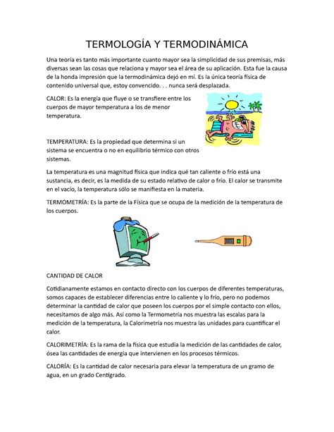 Termología Y Termodinámica Fisica TermologÍa Y TermodinÁmica Una