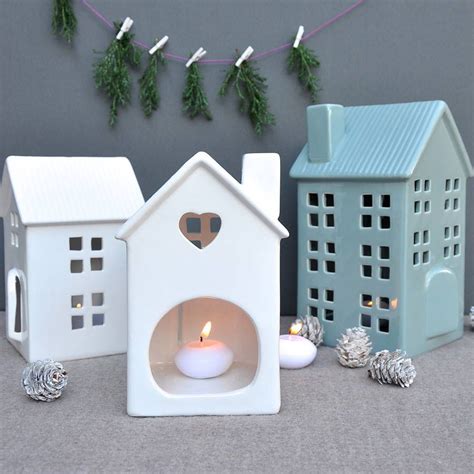 House Tea Light And Candle Holder Pottery Houses Home Candles
