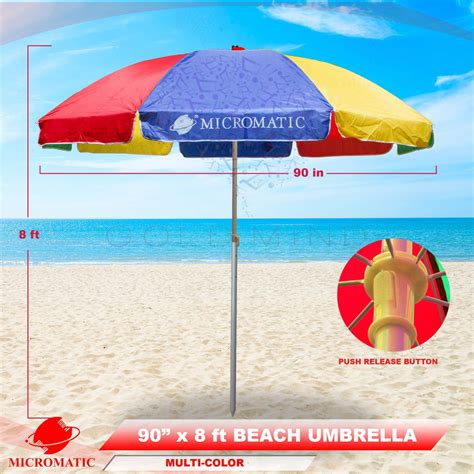 Big Umbrella Micromatic 90 In X 8ft Height Round Multicolor Yellow