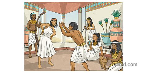 Ancient Egypt Party Scene People Festivity Dancing Music History