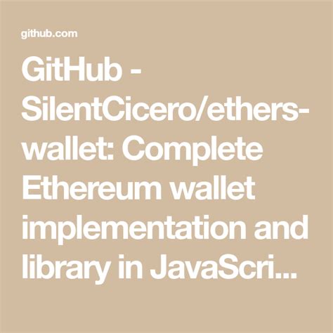 Github Silentciceroethers Wallet Complete Ethereum Wallet