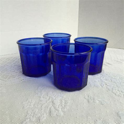 Cobalt Blue Glass Juice Tumbler Set Blue Water Glasses Made In France
