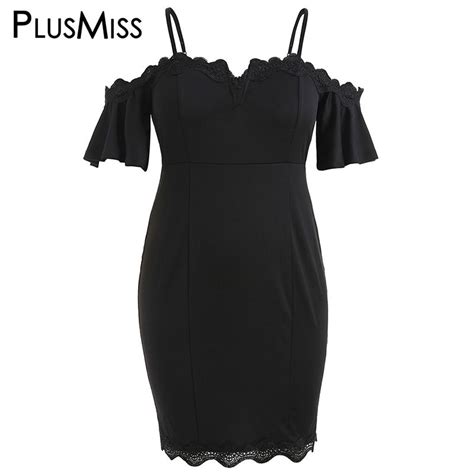 Plusmiss Plus Size Elegant Lace Crochet Sexy Bodycon Party Dresses