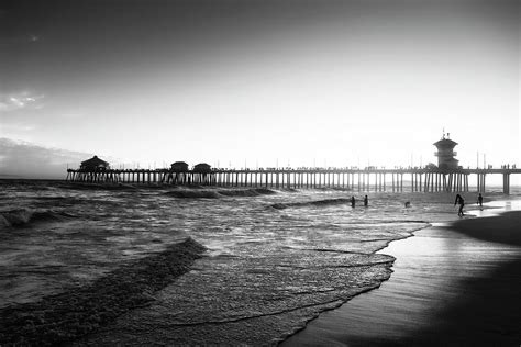 Black California Series Huntington Beach Pier Photograph By Philippe