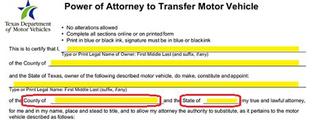 Free Texas Motor Vehicle Power Of Attorney Form Vtr 271 Pdf Eforms