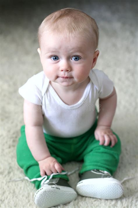 Baby Boy With Blue Eyes Stock Image Image Of Facing