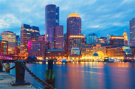 Boston Harbor And Financial District At Sunset Boston