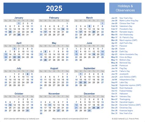 Free Printable 2025 Calendar With Holidays