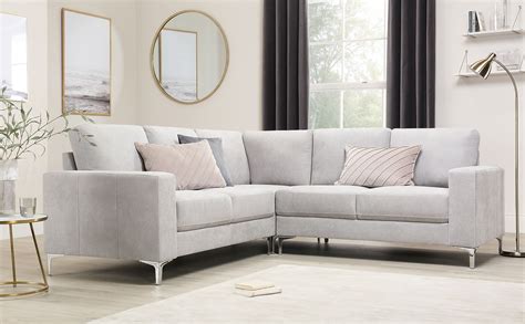 Baltimore Dove Grey Plush Fabric Corner Sofa Furniture Choice