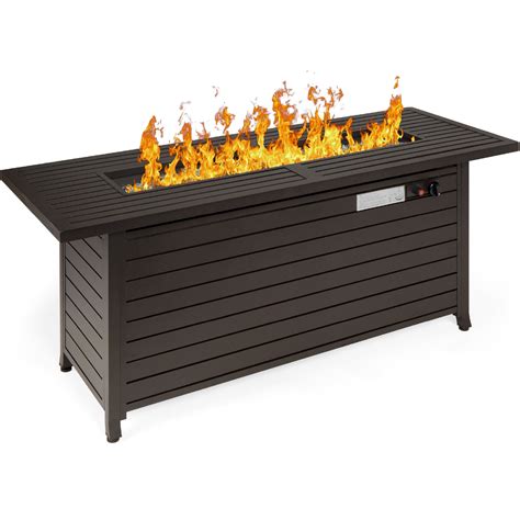 Best Choice Products 57in 50 000 Btu Rectangular Propane Aluminum Gas Fire Pit Table W Cover