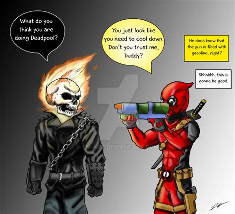 Deadpool Pranking Ghost Rider V3 By Fm Art On Deviantart