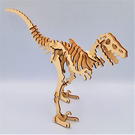Handmade Wooden Dinosaur Jigsaw Puzzle Velociraptor Eco Friendly Wooden