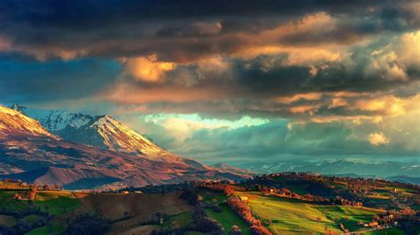 Wallpaper Nature Landscape Mountains Clouds Italy Alps Hills