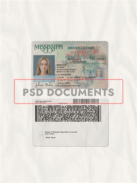 Mississippi Driver License New Template Psd Documents
