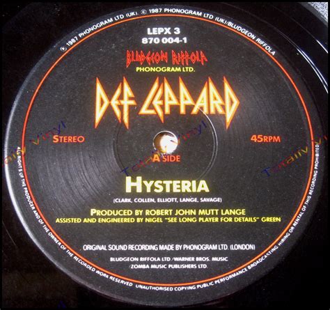 Totally Vinyl Records Def Leppard Hysteria Ride Into The Sun