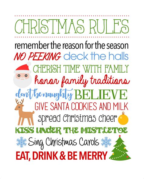 Christmas Rules Free Printable Simple Christmas Decor Christmas Projects Diy Christmas Signs