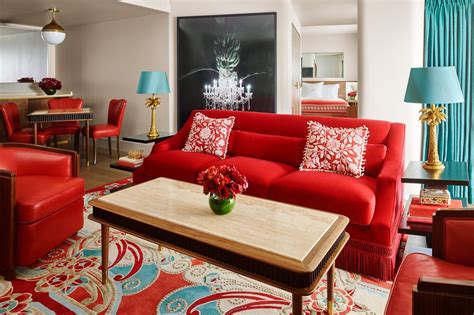 Ocean View Suite Faena Hotel Miami Beach Red Living Room Decor