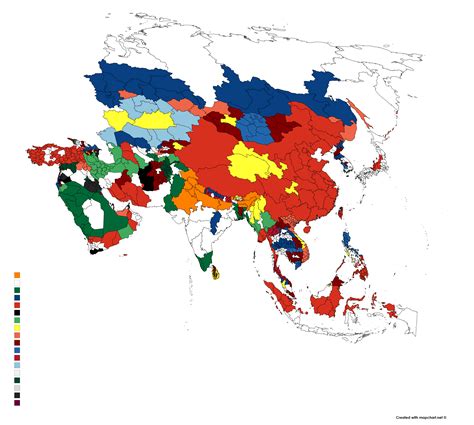 Flag Map Of Asia Colored By Political Subdivisions Rvexillology