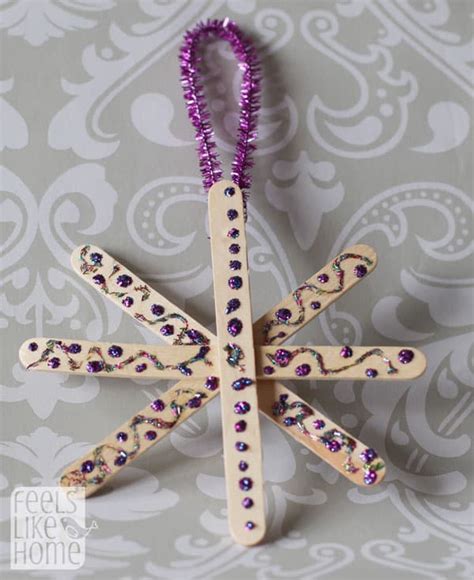Easy Popsicle Stick Snowflake Ornaments For Preschoolers Feels Like Home