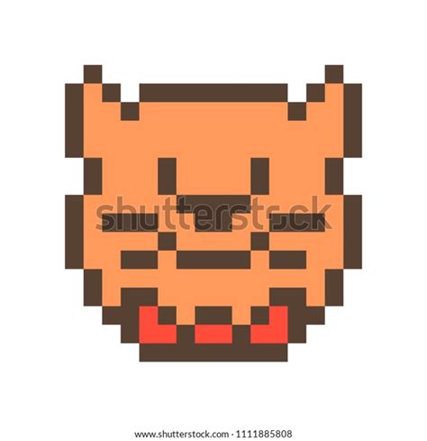 Cute Smiling Ginger Cat Muzzle16x16 Pixel Stock Vector Royalty Free