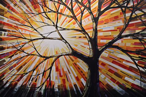 Original Abstract Tree Landscape Painting Shine Painting By Amy
