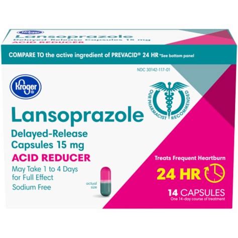 Kroger® Lansoprazole Acid Reducer Delayed Release Capsules 15mg 14 Ct