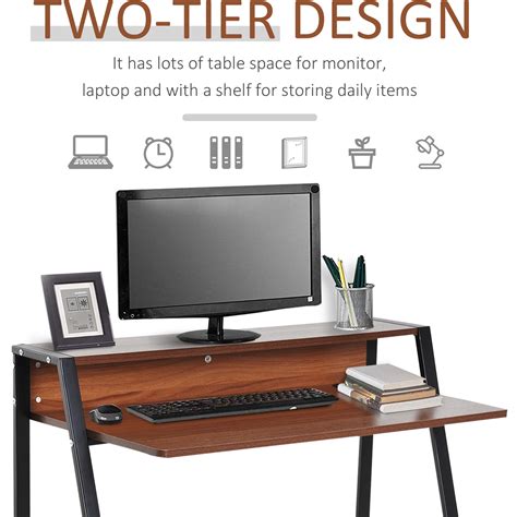 Modern Look 2 Tier Computer Laptop Study Table Desk Home Office
