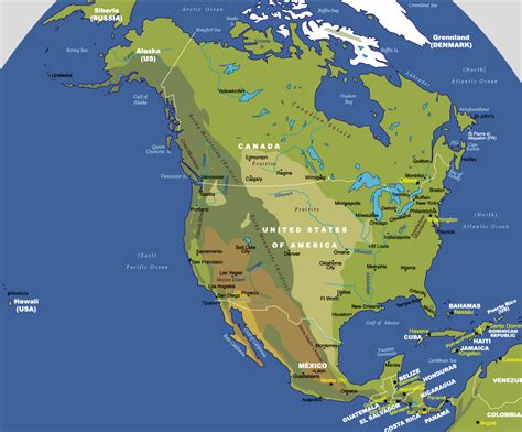 Map Of North America Physical Features Map