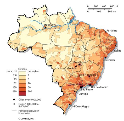 Brazil Population Map Population Map Brazil South America Americas