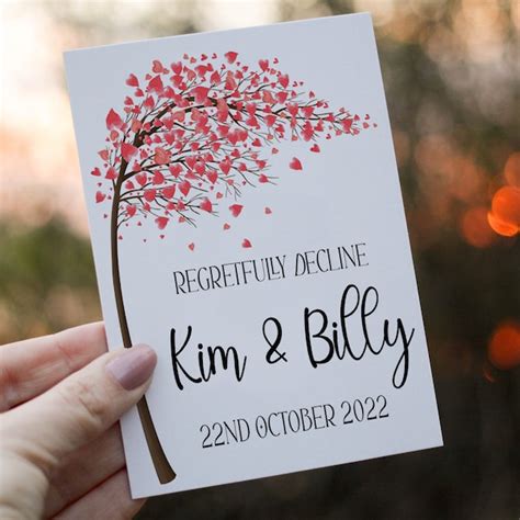 Decline Wedding Card Etsy