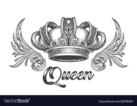 Queen Crown Vector Image On Vectorstock Queen Crown Tattoo Crown