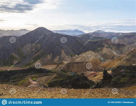 Colorful Rhyolit Landmannalaugar Mountain Panorma With Multicolored