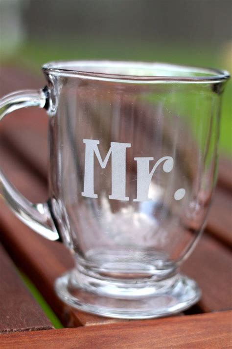 Set Of Two Mr And Mrs Glass Coffee Mugs 16 Oz Mr And Etsy Glass Coffee Mugs Glass