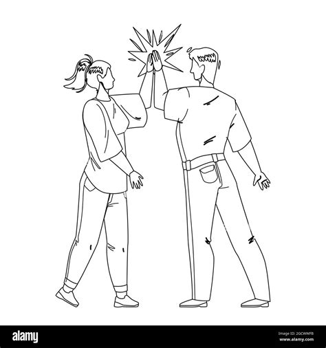 Man Giving High Five Young Woman Friend Vector Stock Vector Image And Art