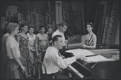 Stephen Sondheim Leonard Bernstein Carol Lawrence And Cast Around Piano In Rehearsal For The