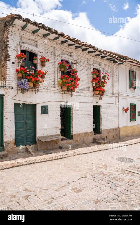 A Typical Flowered Street In The Village Of Monguí Boyacá Colombia