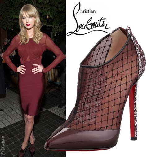 Celebrity Shoe Style Taylor Swift In Meshpatent Christian Louboutin Red Soles Fillette