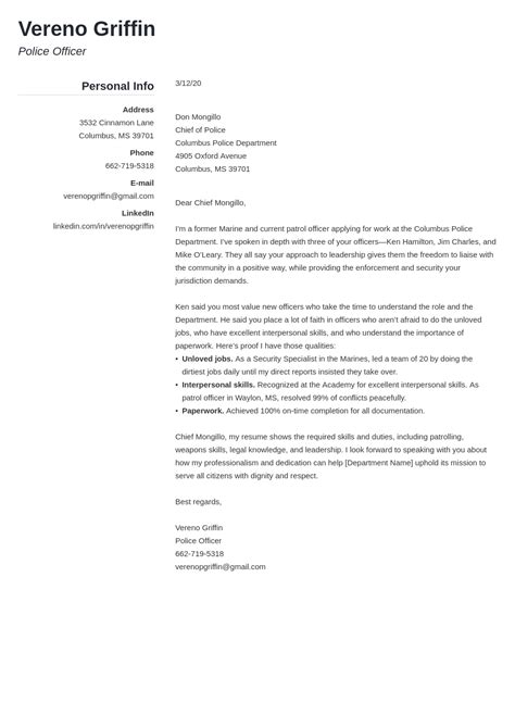 Law Enforcement Cover Letter Examples Writing Guide Ddf