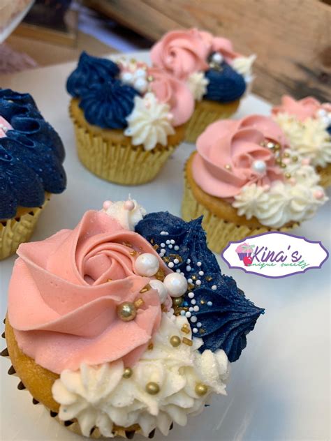 blue and pink wedding cupcakes