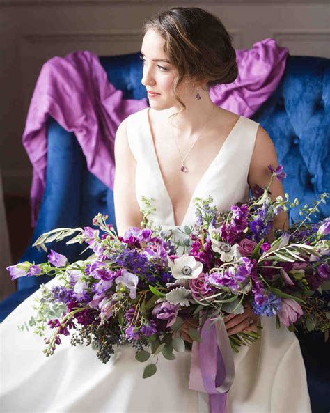 Whether a romantic bursting bundle or a simple low arrangement on a candlelit table, they add a touch of natural beauty. 25 Beautiful Purple Wedding Bouquets We Love | Martha ...