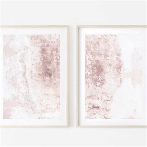 Pink And Grey Abstract Art Set Of 2 Prints Blush Pink Grey Etsy