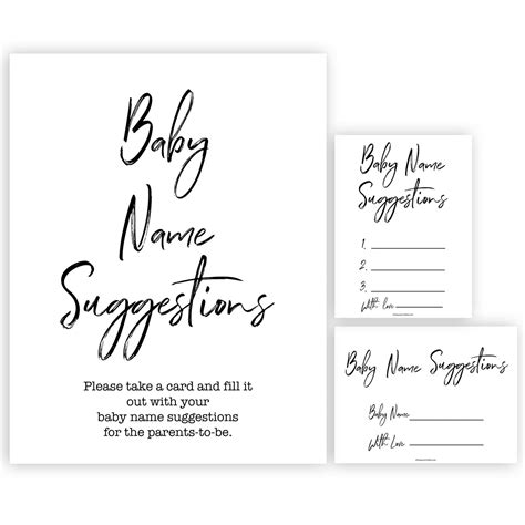 Baby Name Suggestions Game Gender Neutral Printable Baby Shower Games