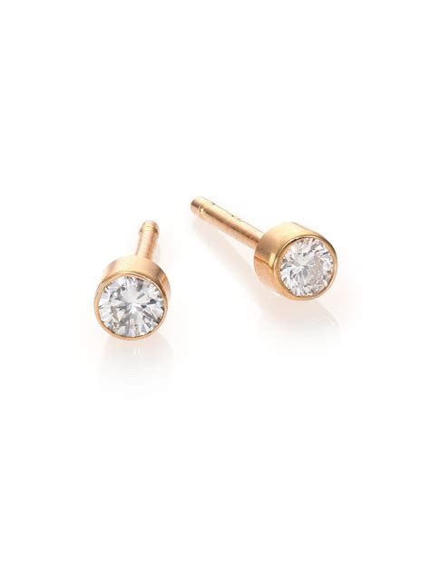 Zoe Chicco Diamond And 14k Yellow Gold Bezel Stud Earrings In Metallic Lyst