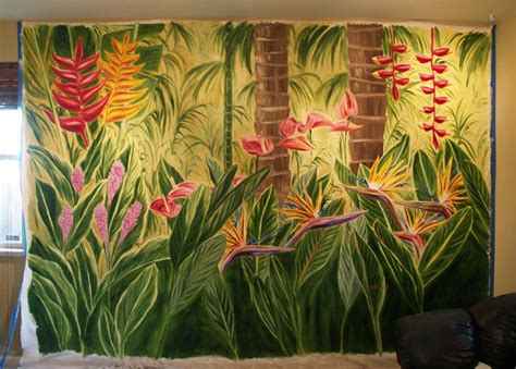 Tropical Flower Mural For 2011 Dining By Design Finished