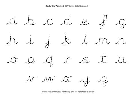 To make alphabets solid,enclose within . Ccw cursive dotted 2 alphabet