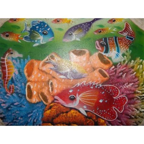 Lukisan Objek Biota Laut Tinggi 30cm Lebar 40cm Bahan Canvas Sangat